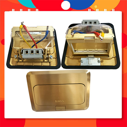 BỘ Ổ CẮM ÂM SÀN LOẠI VUÔNG LIOA - LP001+ Ổ ĐÔI 3 CHẤU - LC2U3