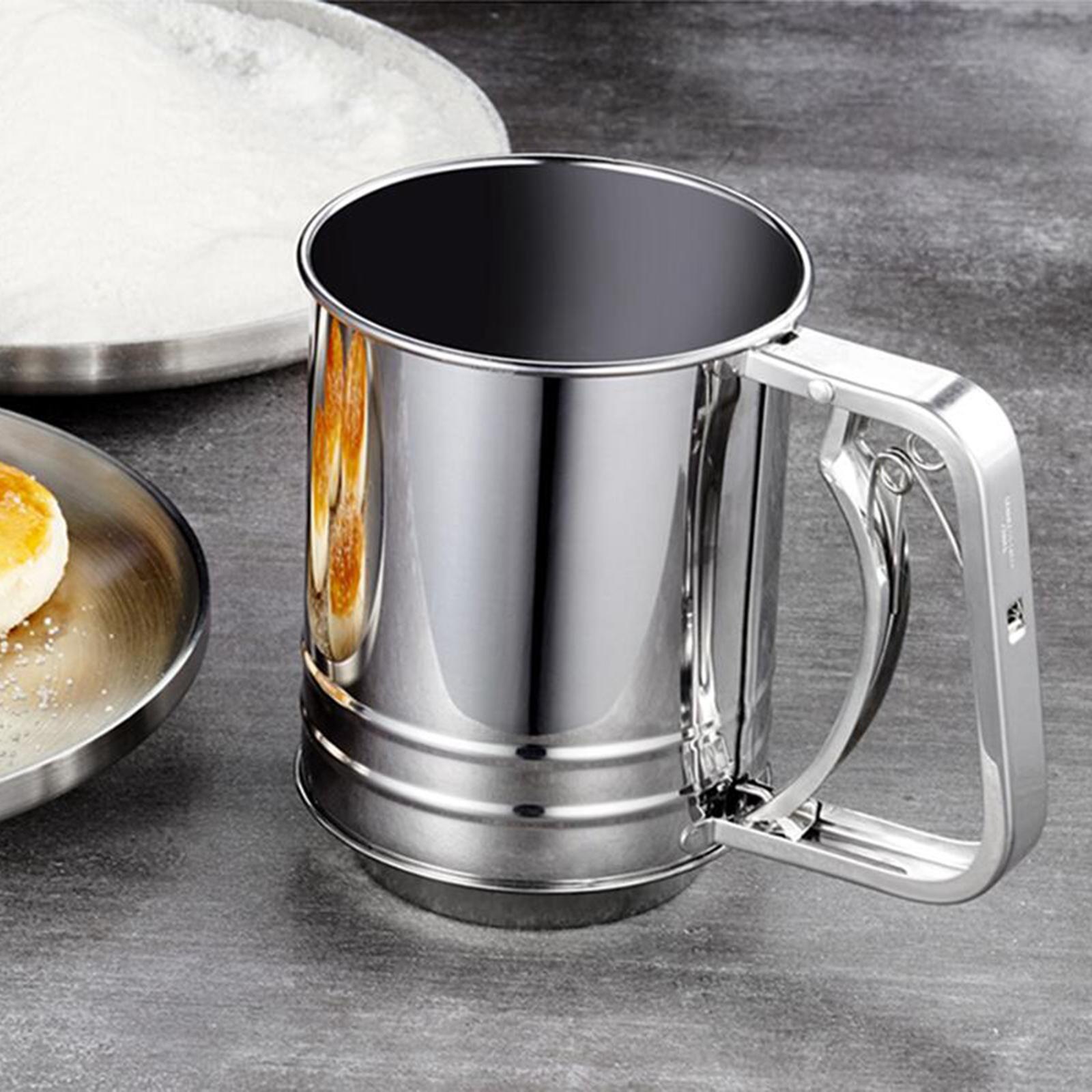 Stainless Steel Flour Sifter  3-Cup Shaker Double Layer