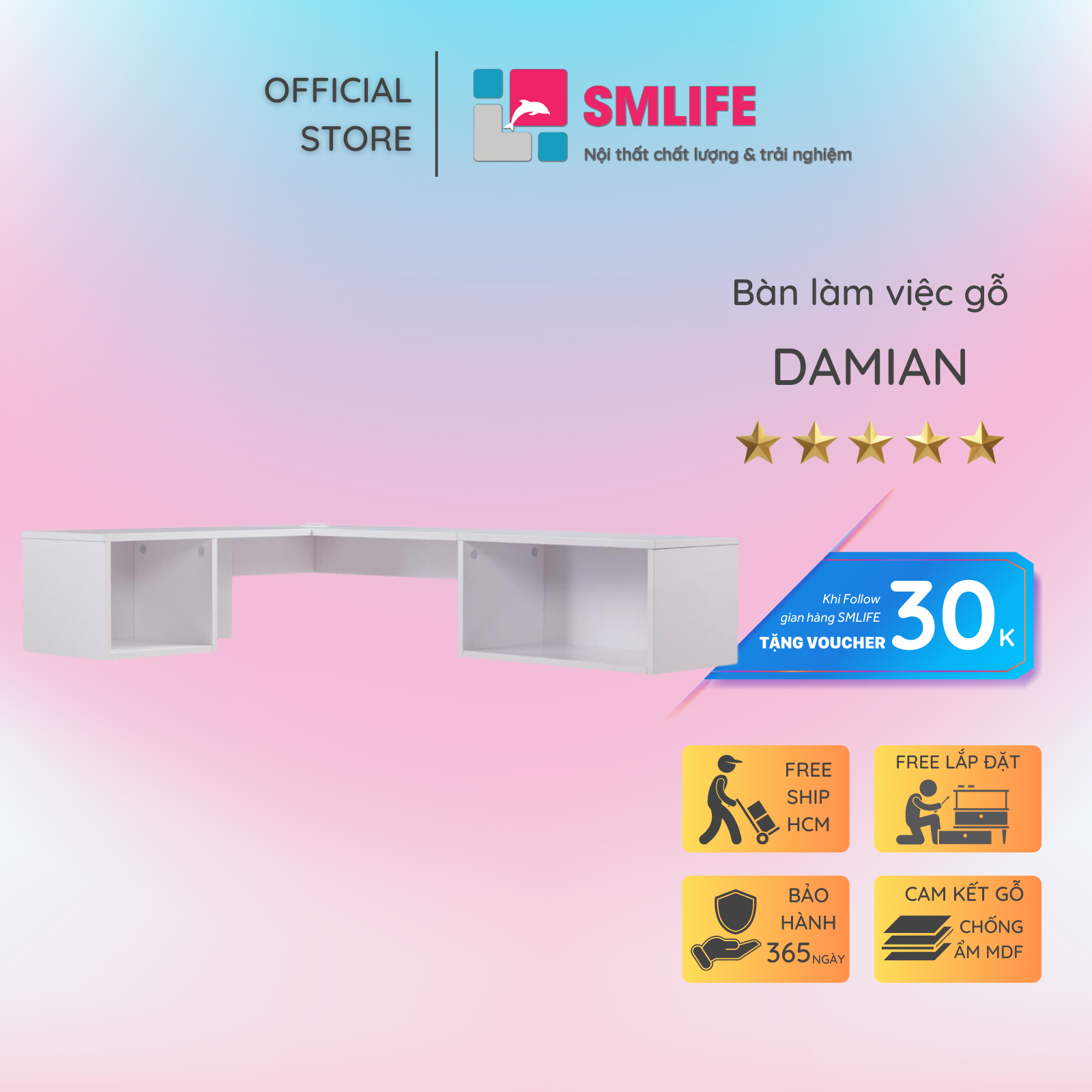 Bàn làm việc treo tường SMLIFE Damian