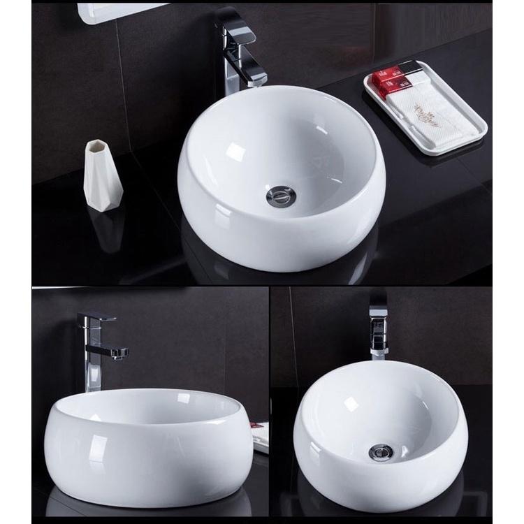 Lavabo chậu rửa mặt để bàn hình tròn trắng