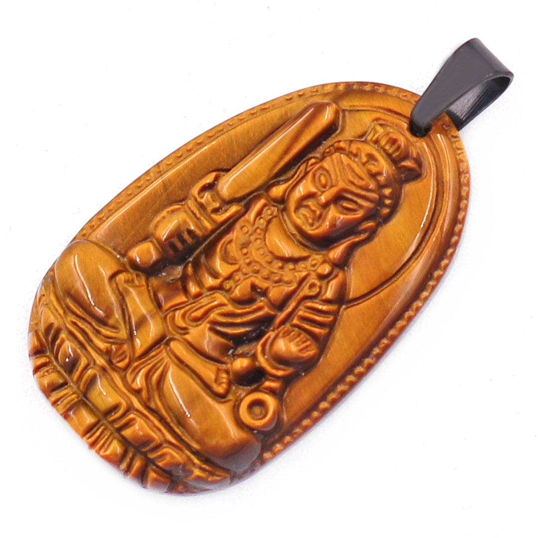 [Tuổi Dậu] Mặt Dây Chuyền Phật Bất Động Minh Vương Đá Mắt Hổ Size Nhỏ 3.6cm &amp; Size Lớn 5cm- Tặng Kèm Móc Inox - Phong Thủy 868 - May Mắn - Bình An