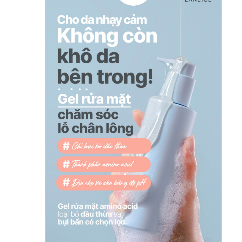 Sữa Rửa Mặt Dạng Gel Dịu Nhẹ Dành Cho Da Nhạy Cảm Và Da Khô Laneige Water Bank Blue Ha Cleansing Gel 200ml