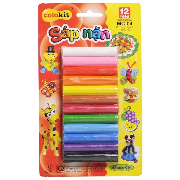 Vỉ sáp nặn - đất nặn Thiên Long 12 màu Colokit MC-04