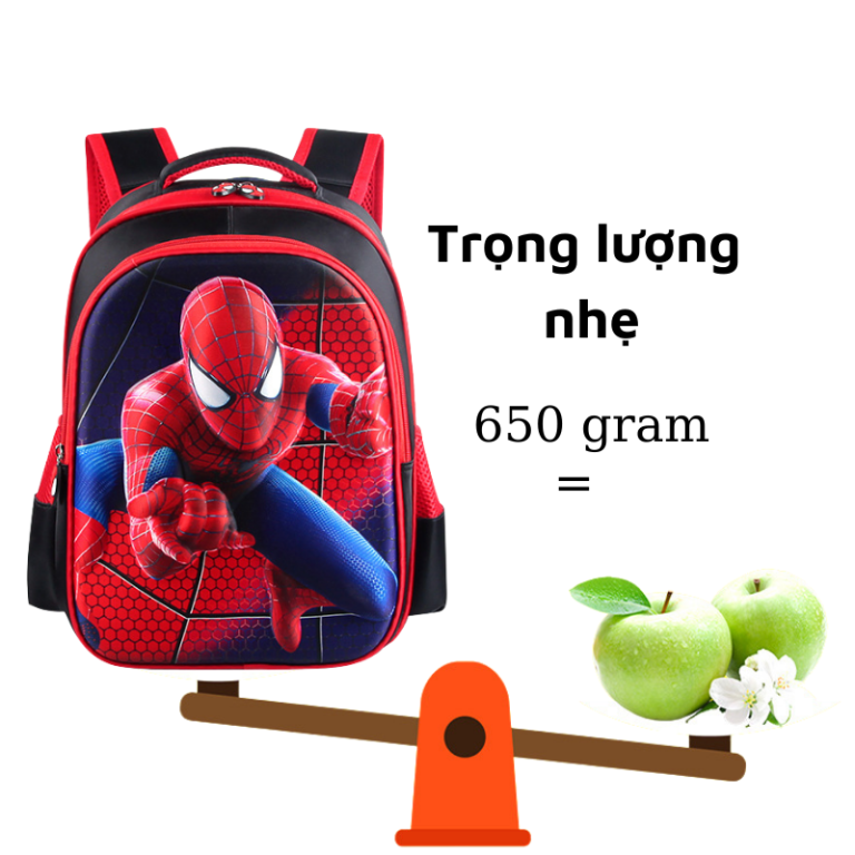 BALO CẤP1 SIÊU NHÂN NHỆN 3D CHO BÉ TRAI CHỐNG GÙ LƯNG CHỐNG THẤM NƯỚC