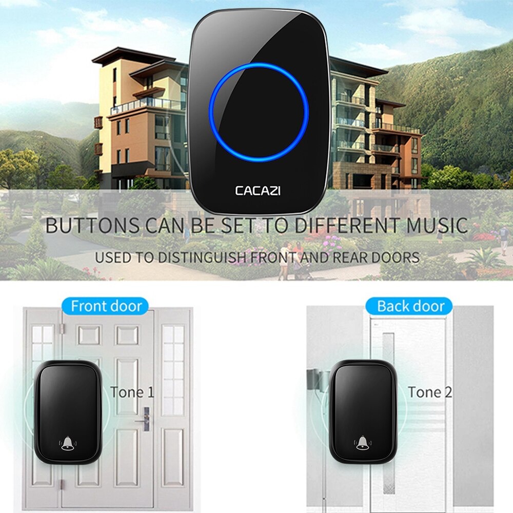 Chuông cửa không dây Cacazi FA58 không dùng pin, chống nước, khoảng cách sử dụng trong 300M