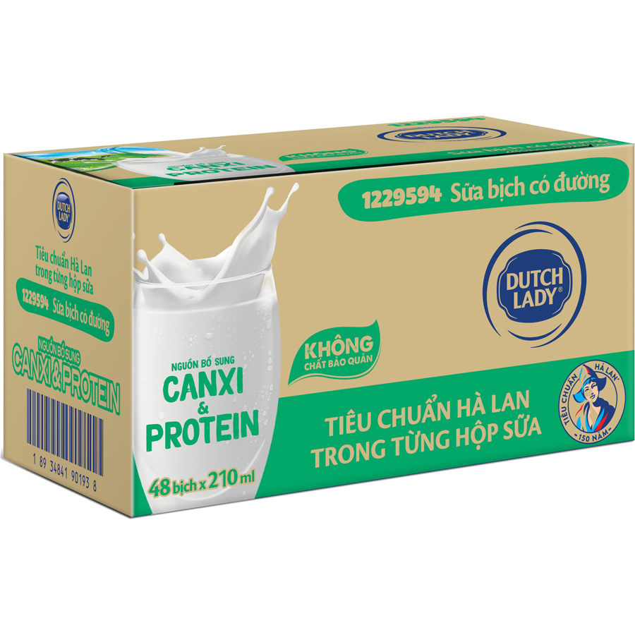 Thùng 48 Bịch Sữa Tiệt Trùng Dutch Lady Cô Gái Hà Lan Có Đường (48X180ml)