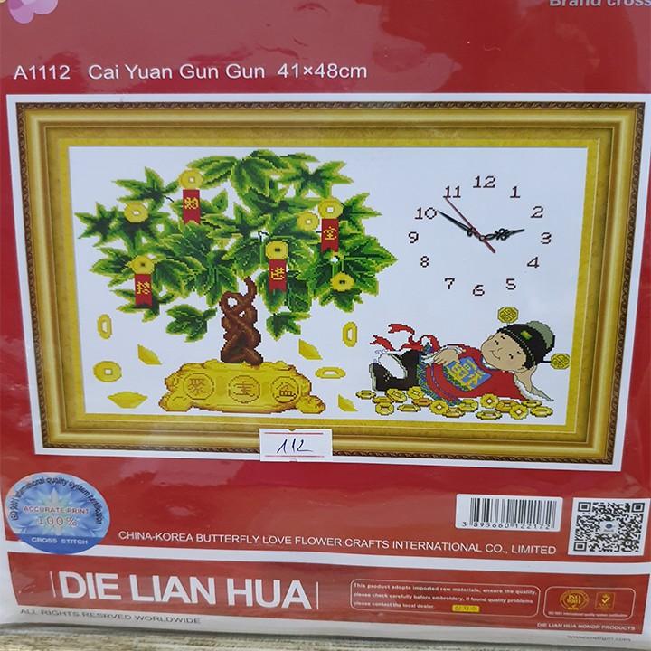 Tranh thêu cây tiền thần tài A1112 - kích thước: 41 * 48cm.