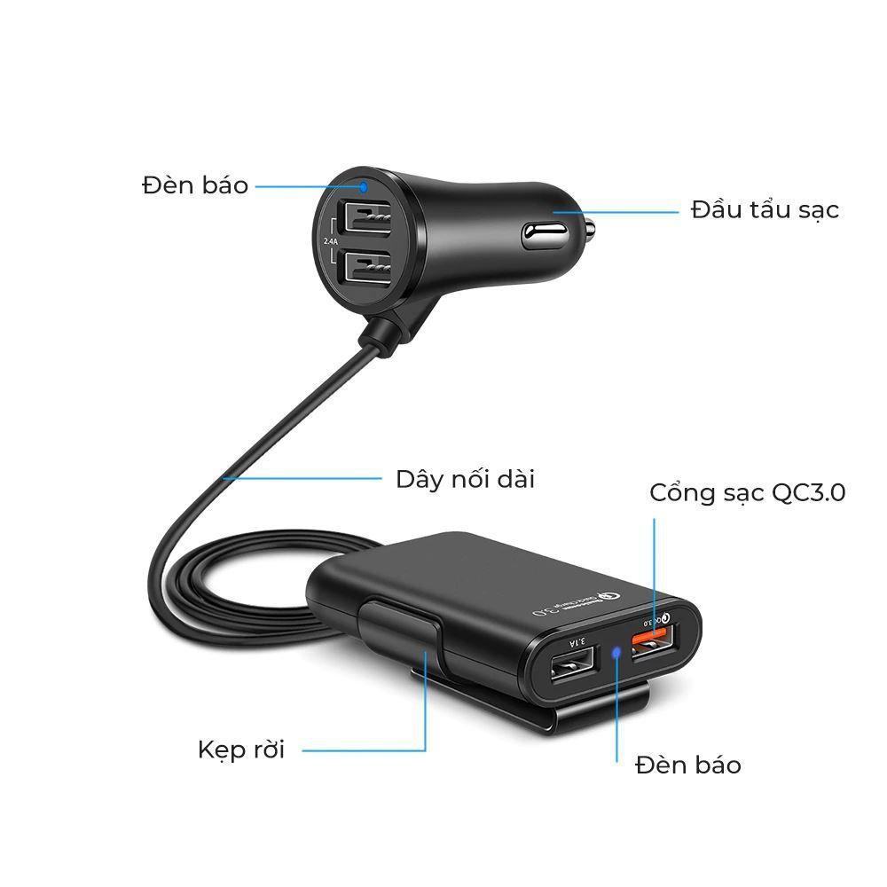 Tẩu sạc ô tô hỗ trợ sạc nhanh QC3.0 - Gia dụng SG