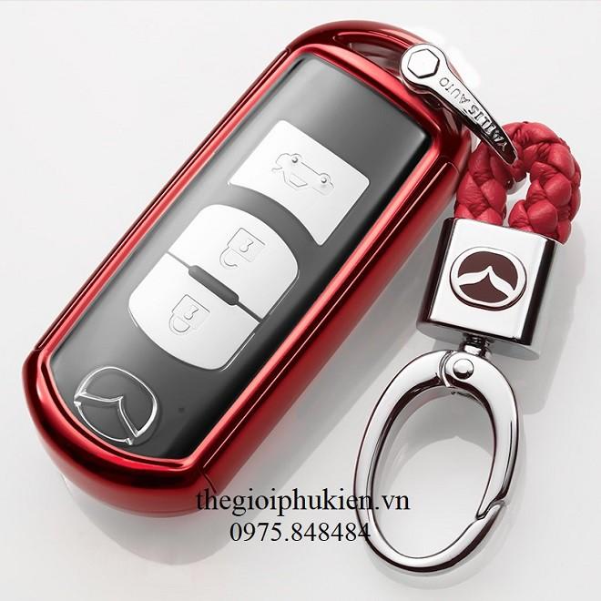 Ốp, bọc chìa khóa silicon tráng gương bảo vệ chìa khóa xe Mazda 2, 3, 6, CX-5, CX5, CX8, CX-8 kèm móc đeo INOX