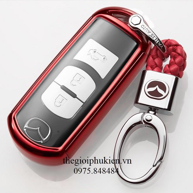 Hình ảnh Ốp, bọc chìa khóa silicon tráng gương bảo vệ chìa khóa xe Mazda 2, 3, 6, CX-5, CX- 8 kèm móc đeo INOX