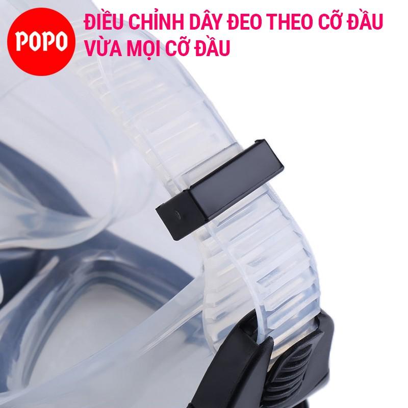 Kính lặn biển ống thở POPO với 2 van ngăn nước 100%, mặt nạ lặn với mắt kính cường lực