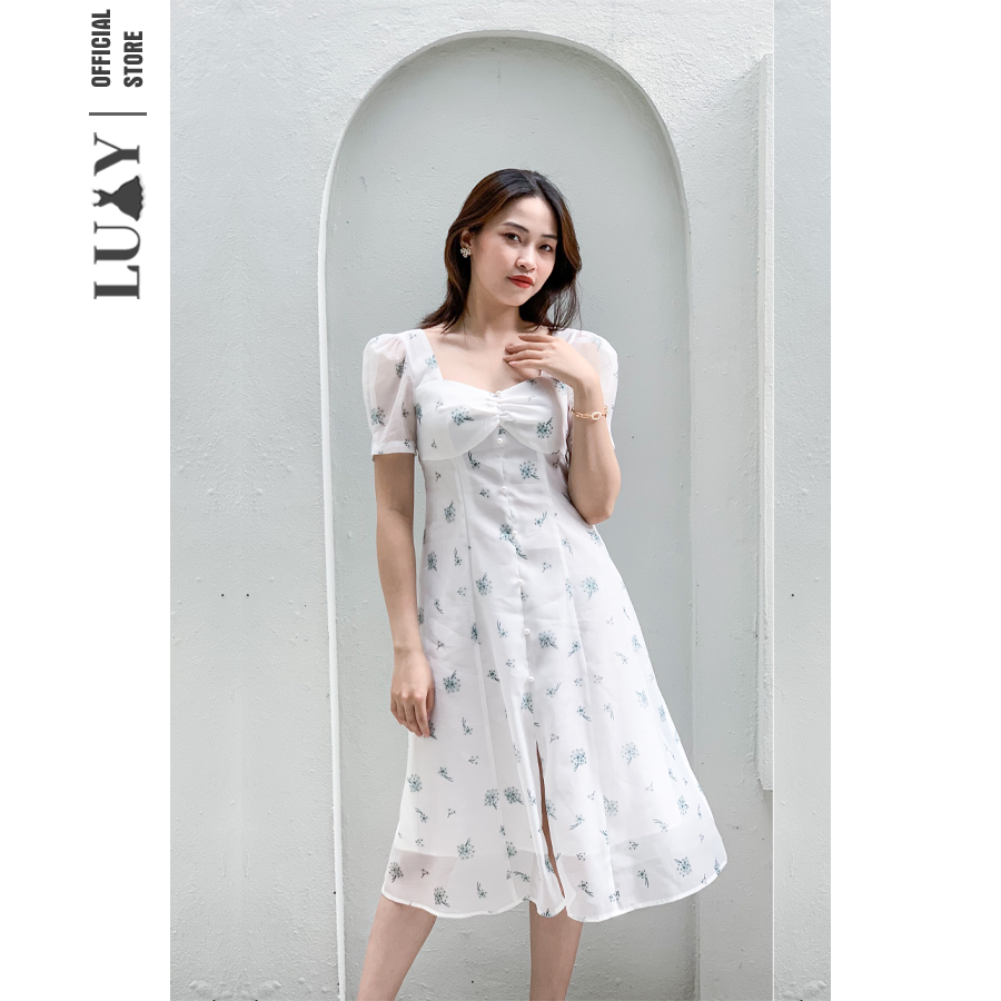 Váy hoa nhí đỏ cổ bèo Xưởng May Bích Ngọc #32 Váy hoa nhí đỏ cổ bèo Xưởng May Bích Ngọc
