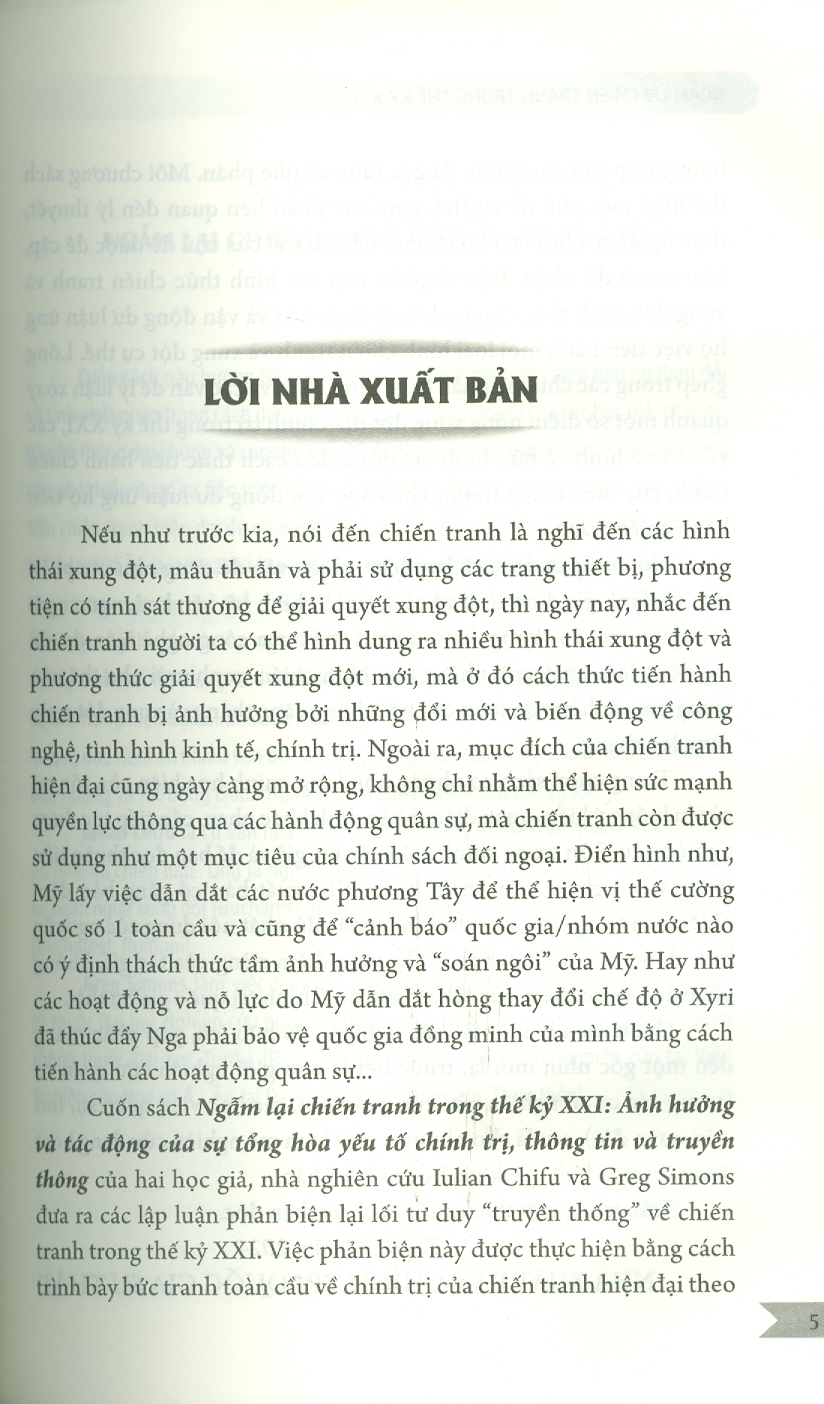 Ngẫm lại chiến tranh trong thế kỷ XXI ảnh hưởng và tác động của sự tổng hòa yếu tố chính trị thông tin và truyền thông - bản in 2025