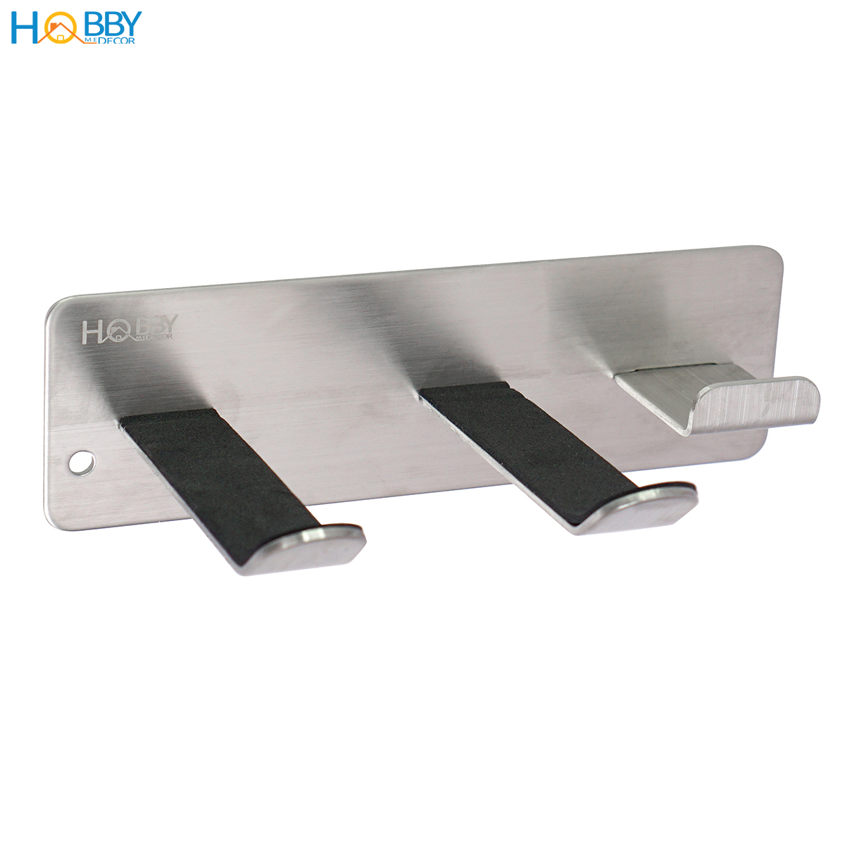 Giá treo máy sấy tóc và phích cắm HOBBY Home Decor MS3PC dán tường gạch men - chuẩn Inox 304 và kèm keo dán