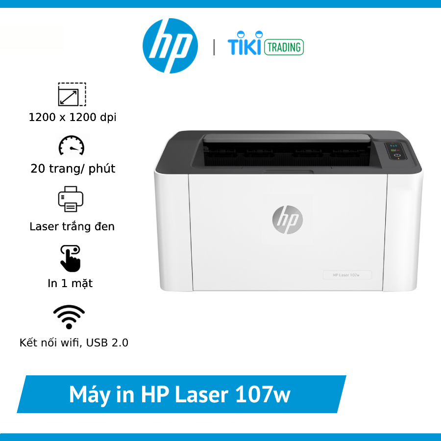 Máy in Laser trắng đen HP 107w (4ZB78A) - Hàng Chính Hãng