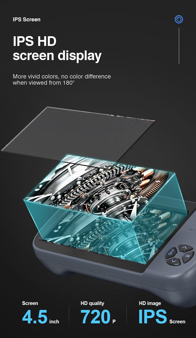 Ống kính kép HD 4.5 "IPS màn hình kiểm tra đường ống công nghiệp Bảo trì động cơ ô tô Bảo dưỡng không khí Bảo trì Nội soi