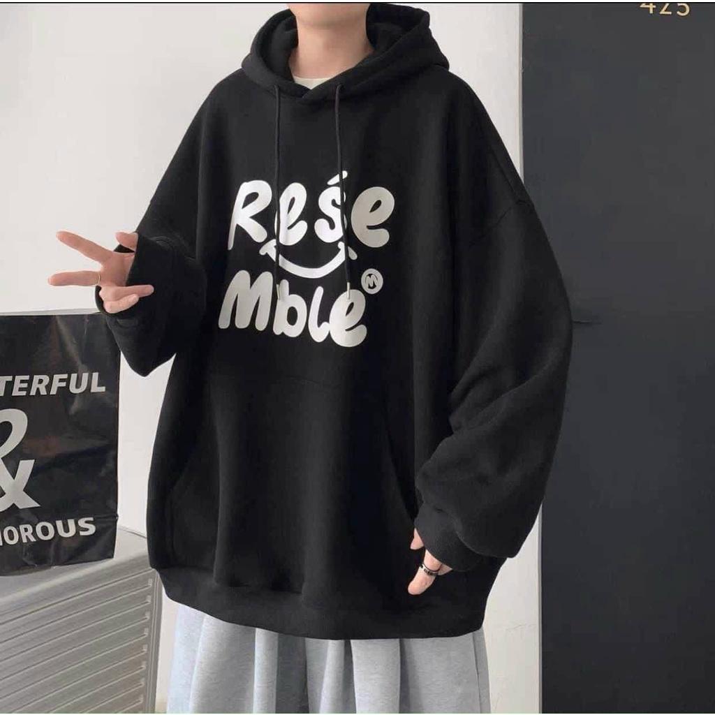 Áo Hoodie Form Rộng, Áo Khoác Nỉ Nam Nữ in Chữ Lớn Phối Mặt Cười Siêu Hot