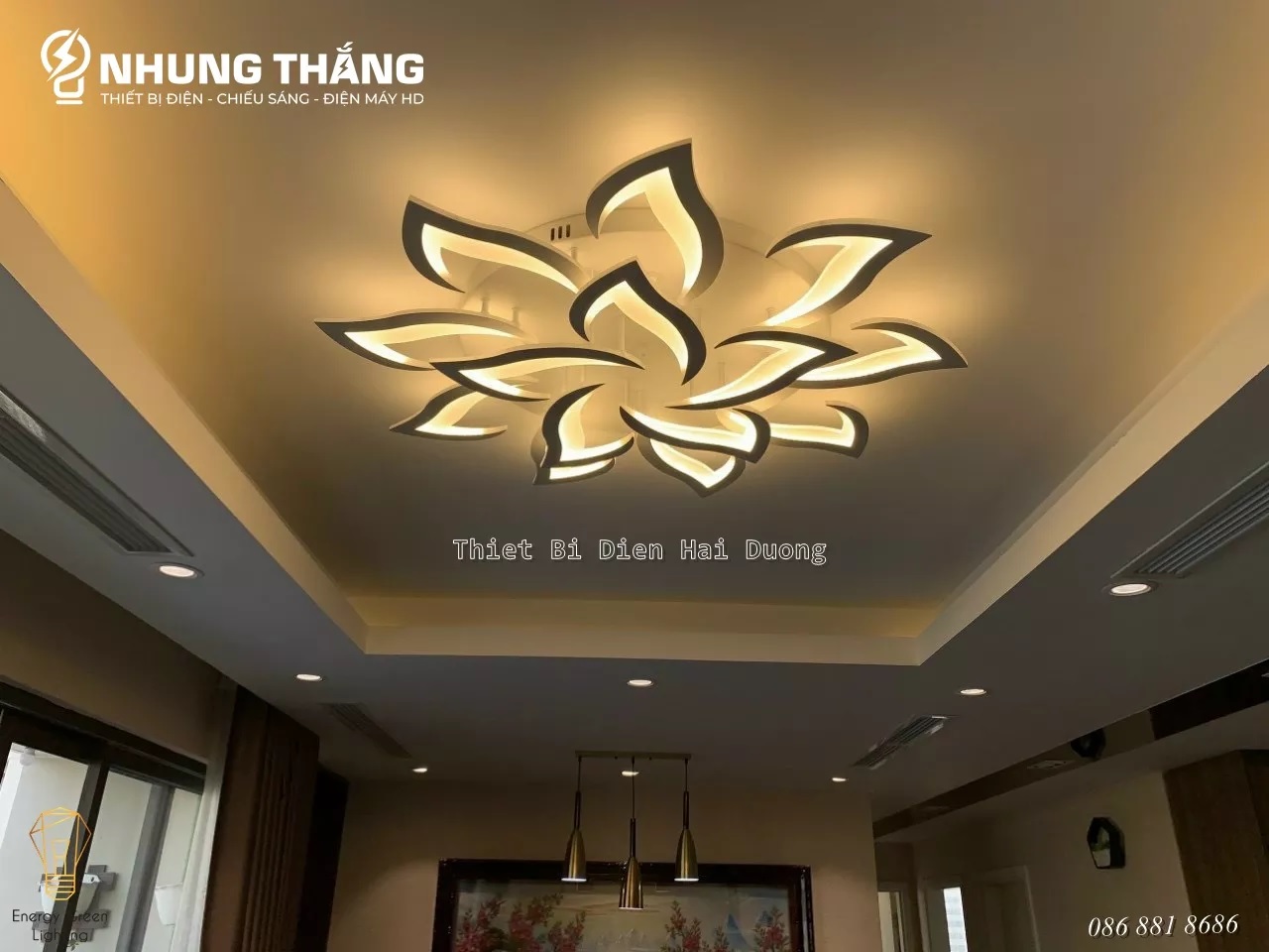 Đèn LED Ốp Trần Hiện Đại Decor 14 Tay NT038 - 3 Chế Độ Ánh Sáng -Tăng Giảm Ánh Sáng - Điều Khiển Từ Xa - Kết Nối Điện Thoại - Có Video