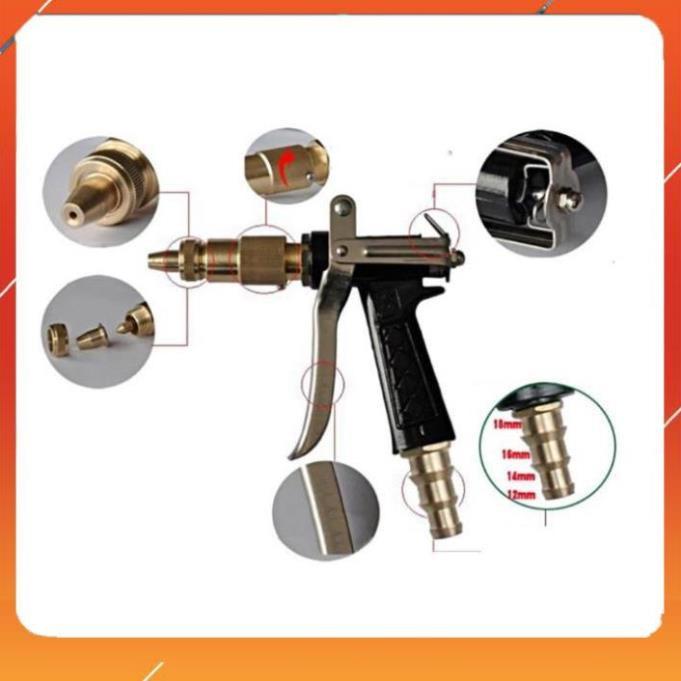 ️Evoucher Bộ dây vòi xịt nước rửa xe, tưới cây , tăng áp 3 lần, loại 7m, 10m 206236 đầu đồng, cút đồng,nối đồng