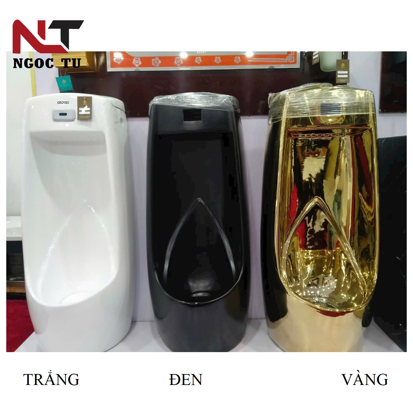 TIỂU NAM CẢM ỨNG ĐẶT  NỀN, THOÁT SÀN cao cấp nhậu khẩu GROVES GRVTN 506 (1 m)