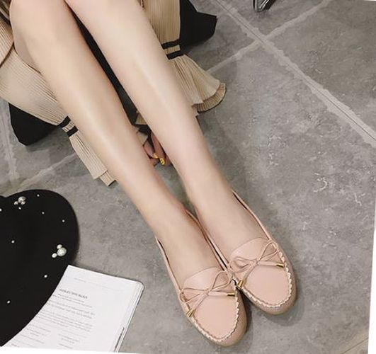 Giày lười slip on nữ da mềm, êm chân đính nơ xinh xắn GL5