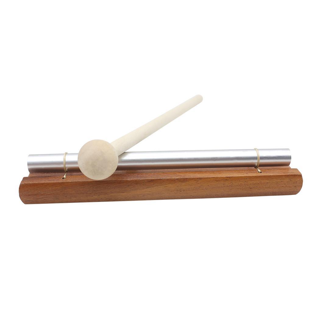 Solo Chime on Wooden Base w/ Mallet Single Rod for Yoga Meditation Energy