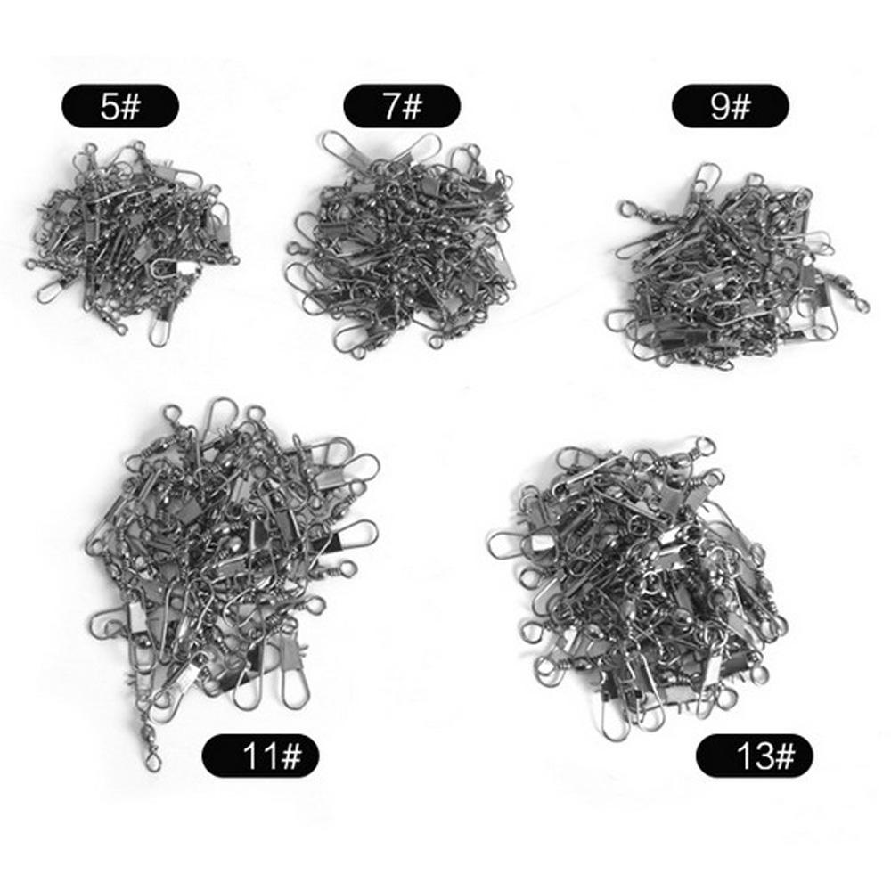 200Pcs Lures Hook Line Fast Link Connector Swivels Coarse Sea Fishing Tackle