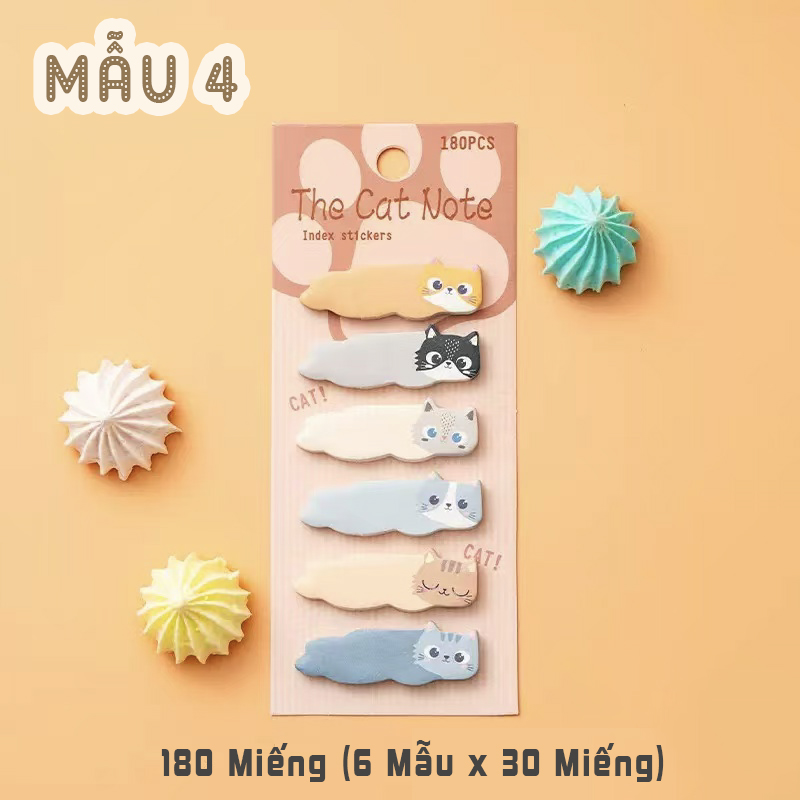 SET 180 MIẾNG GIẤY GHI CHÚ GHI NHỚ HÌNH MÈO XINH XẮN