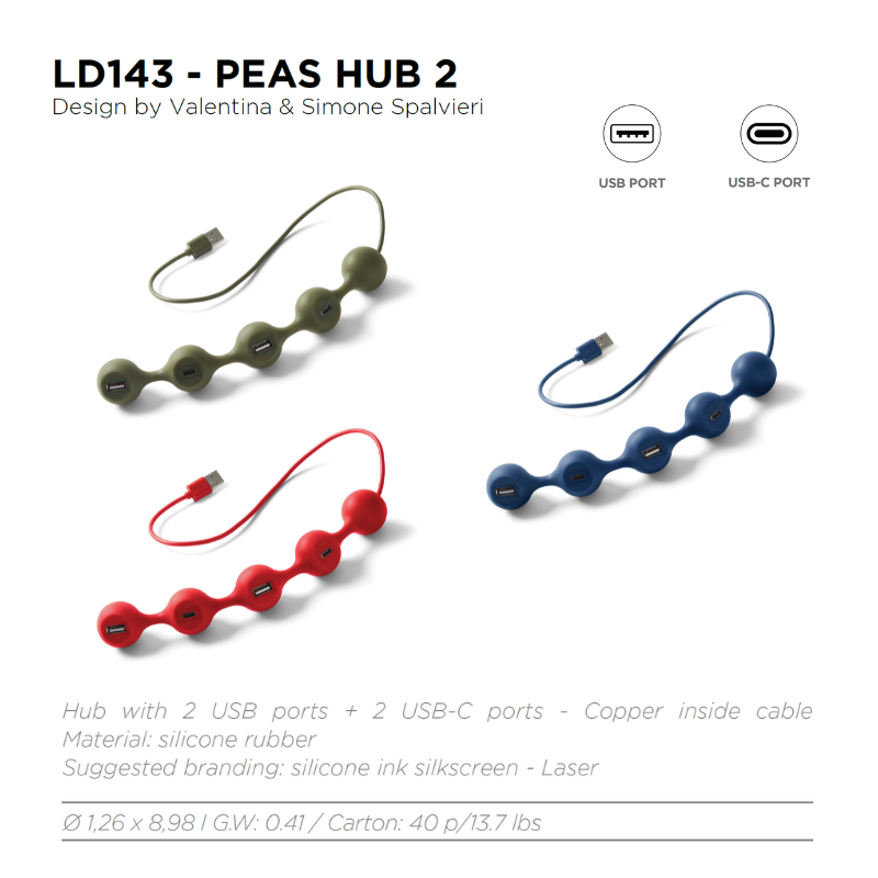 Bộ chia cổng USB LEXON cổng USB 3.0, Type-C - PEAS HUB - Hàng chính hãng