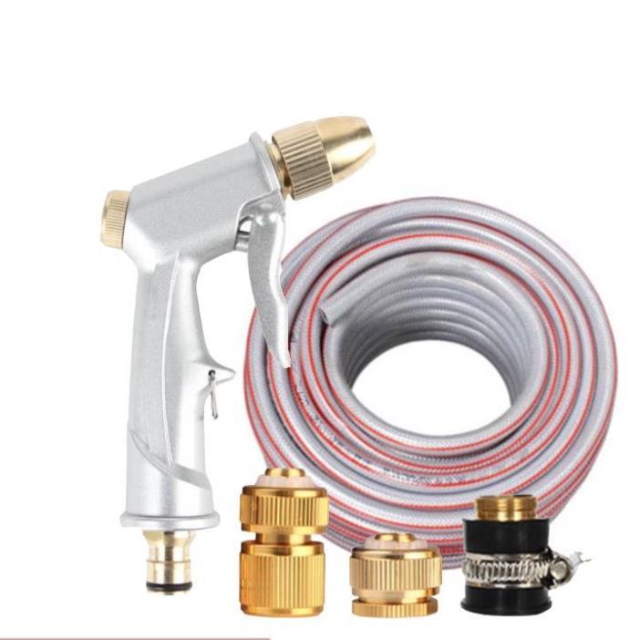 Rửa xe tưới cây Bộ dây và vòi xịt tăng áp lực nước 300% loại 25m cút đồng,nối đồng 206701