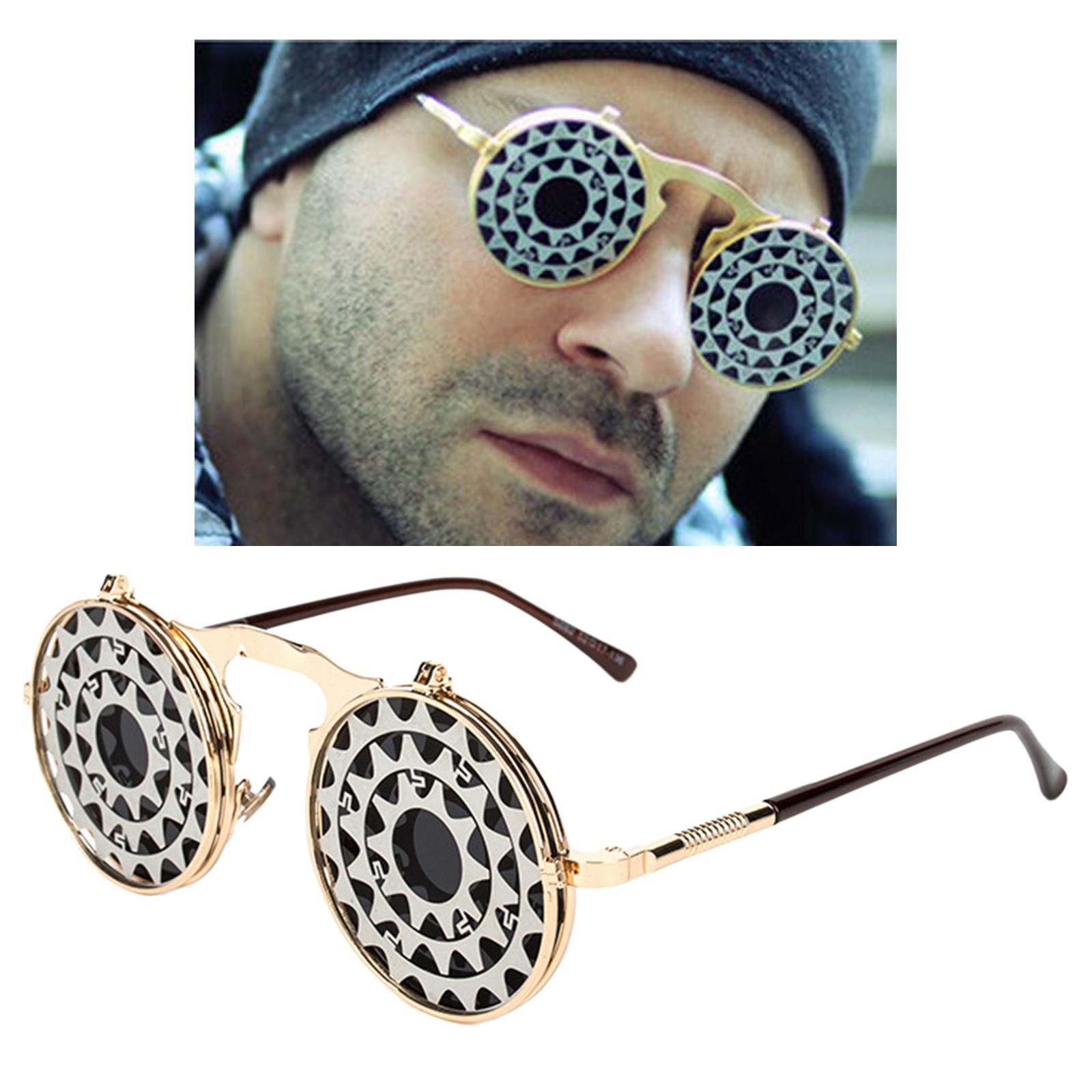 Fashion Steampunk Vintage Style Flip Up Round Sunglasses Vintage Circle Goggles Men Women
