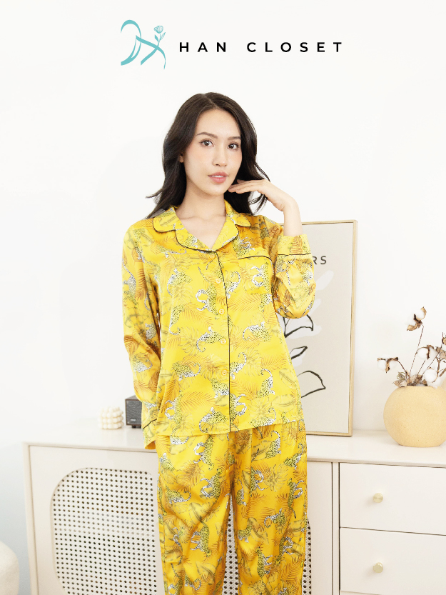 Bộ Đồ Ngủ Pijama Lụa Pháp Cao Cấp Mặc Nhà Đẹp Mềm Mịn Thoáng Mát – HAN CLOSET