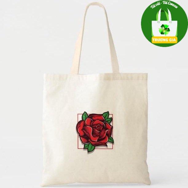 Túi vải Canvas bộ sưu tập Hoa Hồng Rose trên kích thước 38x33x10cm Trương Gia Túi Vải - Túi Canvas - Mẫu 4