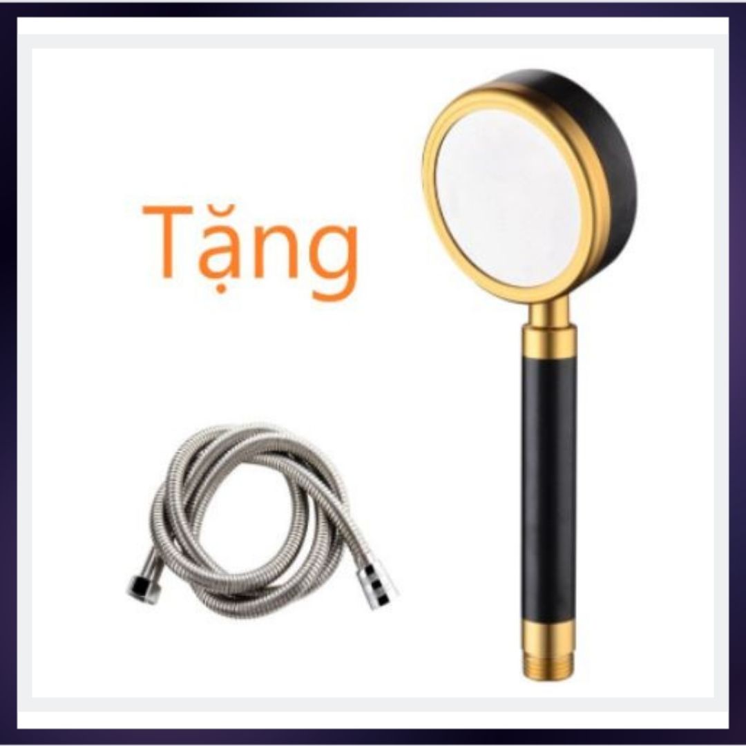 Vòi sen tiết kiệm nước, có tăng áp lực nước nhẹ, bằng hộp kim nhôm màu đen vàng sang trọng, tiện lợi
