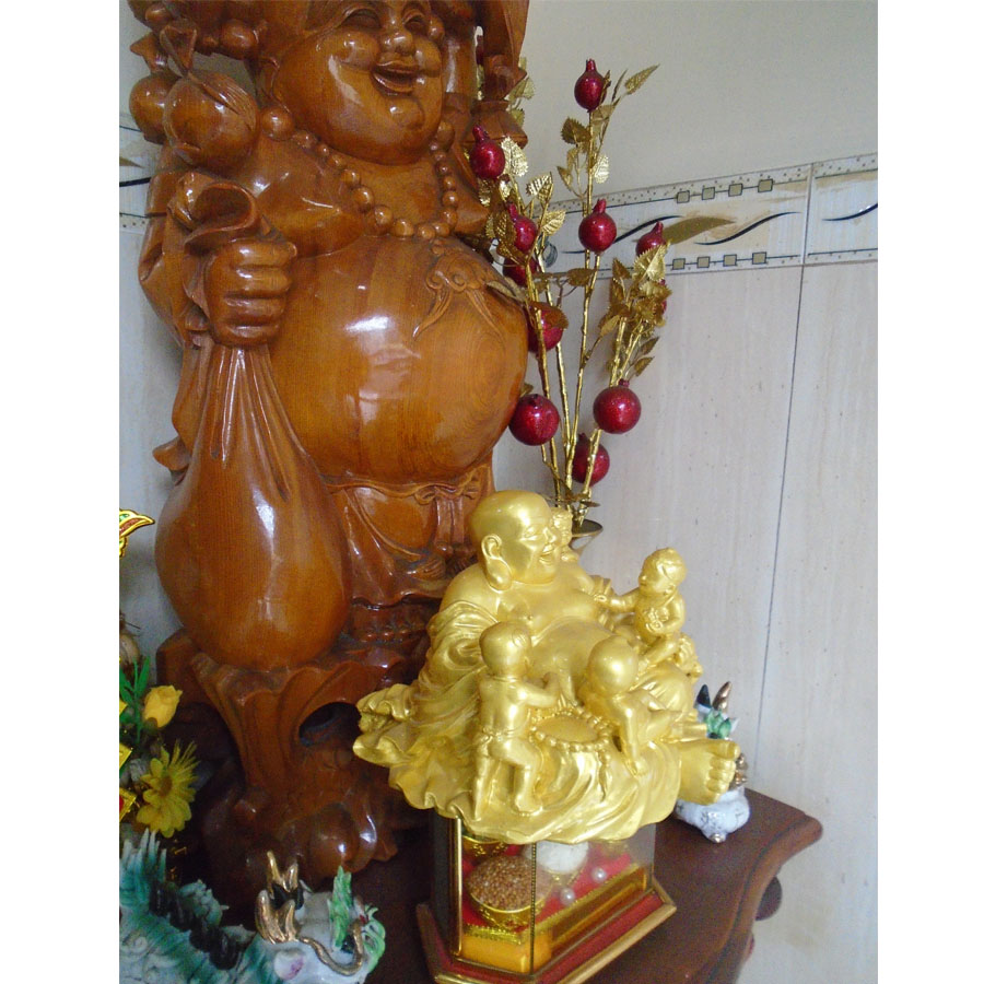 Tượng đá phật di lặc ngũ phúc vàng - DLV20