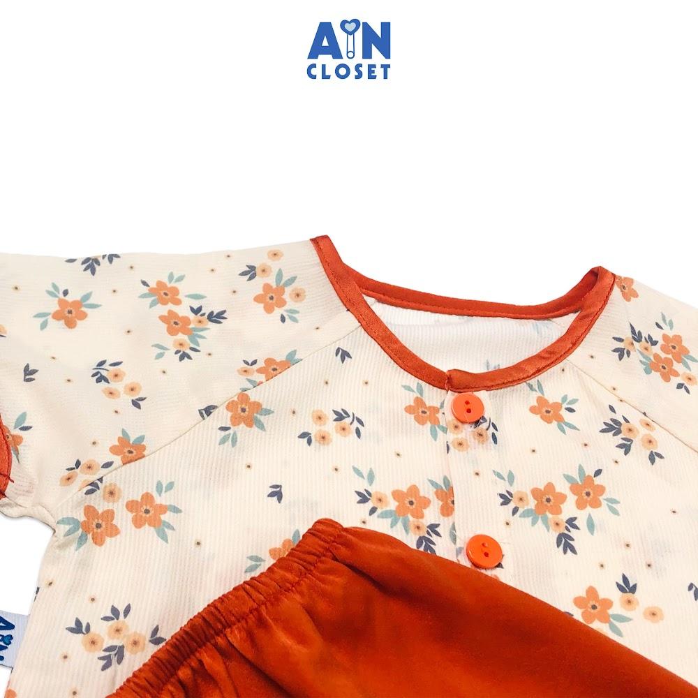 Hình ảnh Bộ bà ba dài áo tay ngắn bé gái họa tiết Hoa Lantana quần lụa cam - AICDBGYBOKAK - AIN Closet