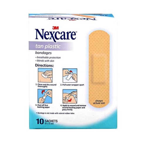 Hộp 10 gói Băng keo cá nhân 3M Nexcare TAN 10 miếng/gói