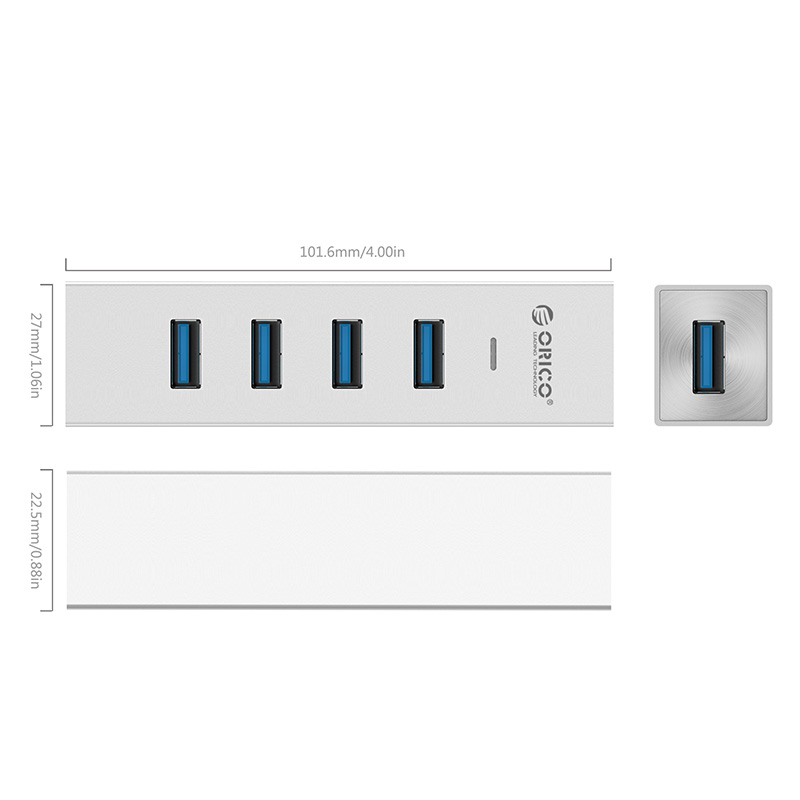 Bộ chia USB HUB 4 cổng USB 3.0 Type C Orico ASH4-U3 - Hàng Chính Hãng