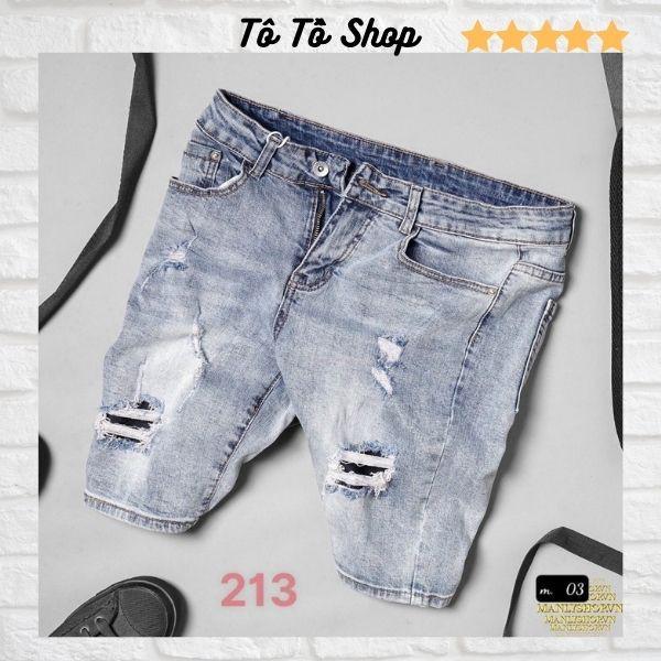 Quần Short Nam Rách️️ Quần Short Bò Nam Cao Cấp - Sọt Jean Co Giãn Mẫu Mới Hàng VNXK Tô Tồ Shop QSJN05 -Mã 218