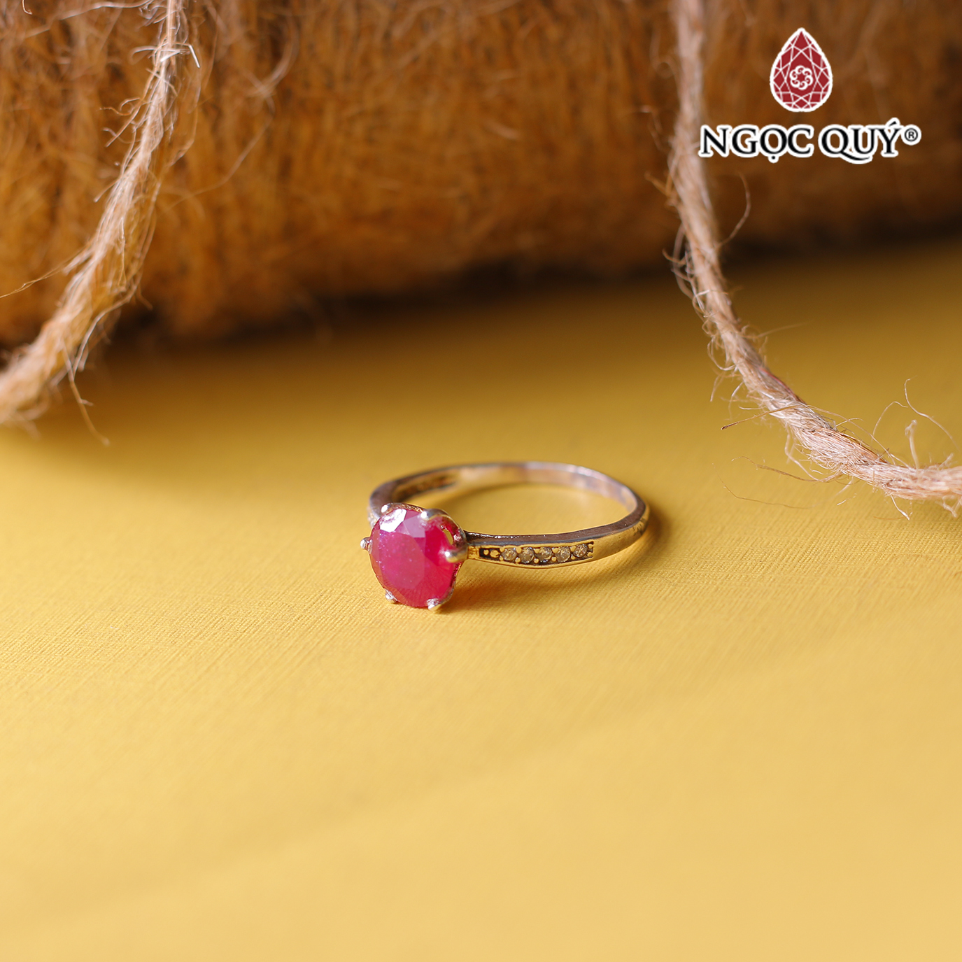 Nhẫn bạc nữ ruby hồng ngọc đường kính 16 mm mệnh hỏa ,thổ - Ngọc Quý Gemstones