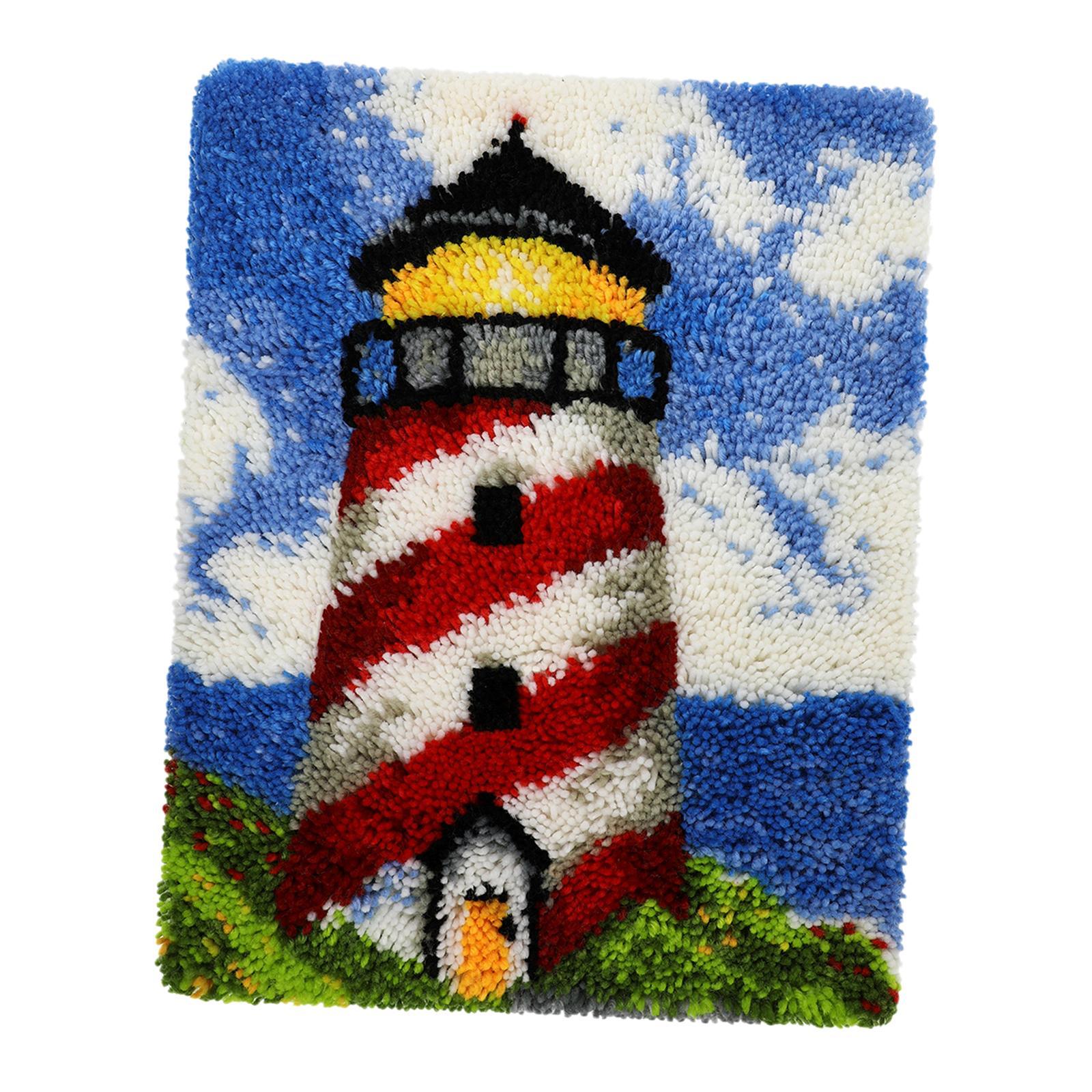 DIY Latch Hook Craft Kit Embroidery Carpet Set Cross Stitch Kit Color Pattern Needlework for Home Decoration Beginners Adults Kids Gift
