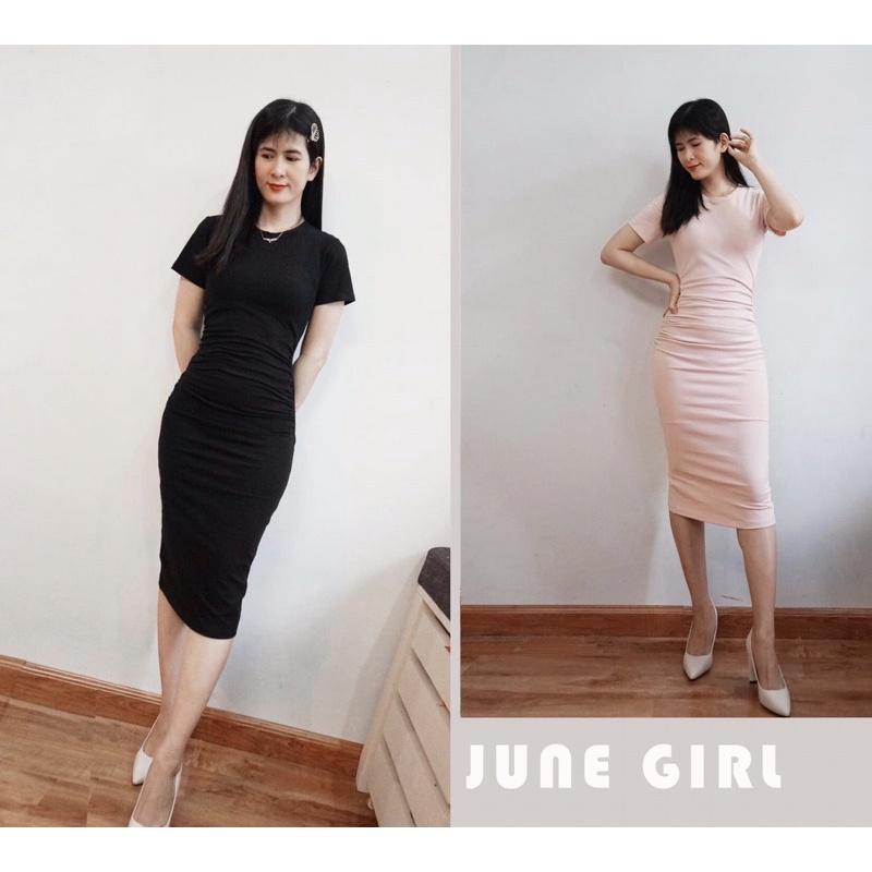 F1036 Đầm ôm body nhún eo có lớp lót