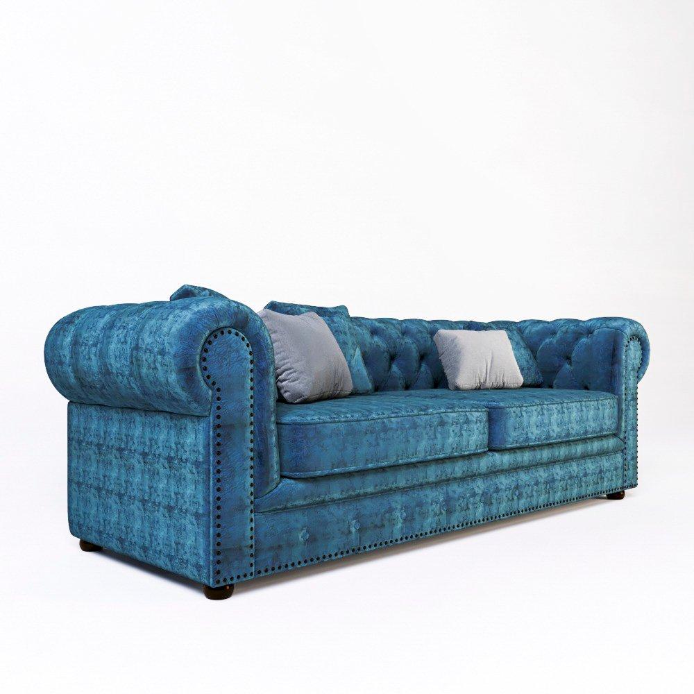 Ghế sofa Wave phòng khách phong cách cổ điển màu xanh.