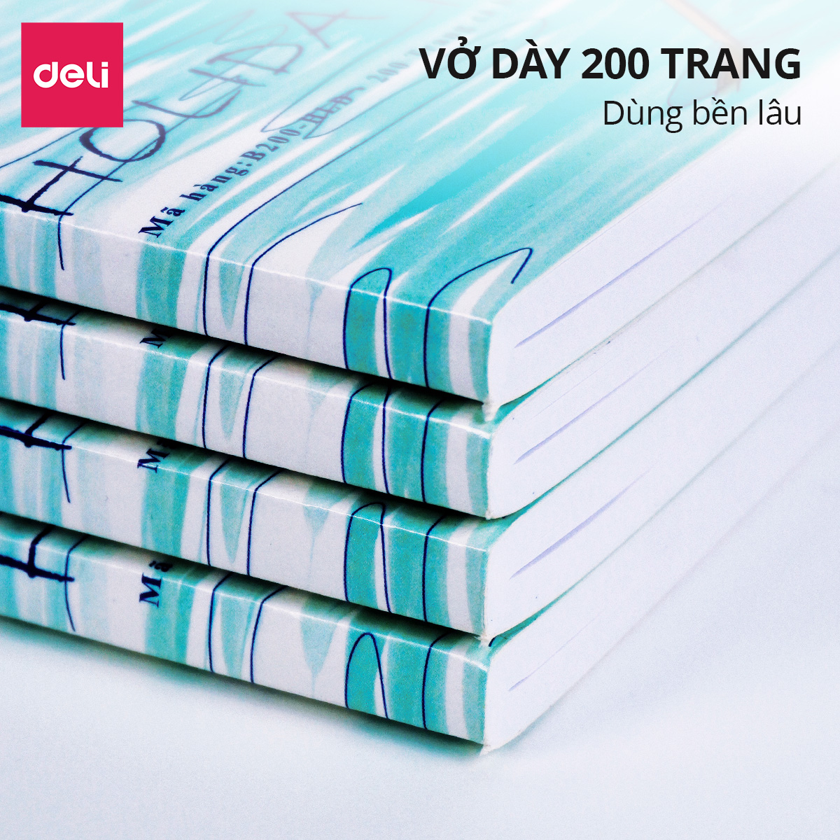 Tập Vở Kẻ Ngang 200 Trang Ghim Gáy Deli Giấy Khổ B5 Định Lượng 70gms - Vở Ghi Chép Dành Cho Học Sinh Sinh Viên