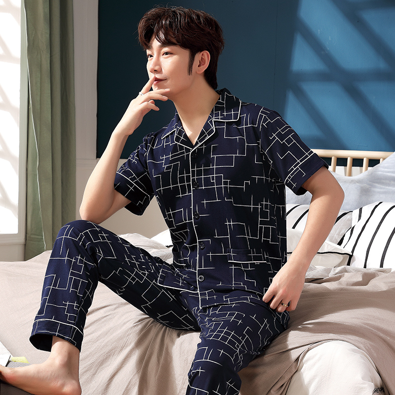 BỘ PIJAMA NAM cộc tay-Đồ bộ nam bộ hè chất vải COTTON 100% dày dặn, thông thoáng