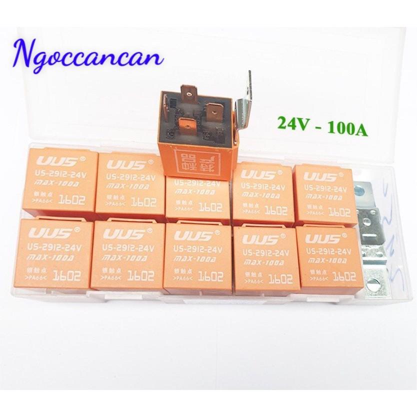 Hộp 10 Rơ Le 4 Chân 12V 100A hoặc 24V 100A Màu Cam