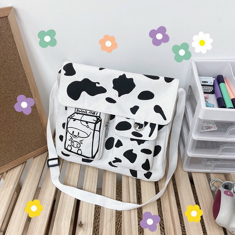Túi vải canvas in bò sữa kenn fasshion