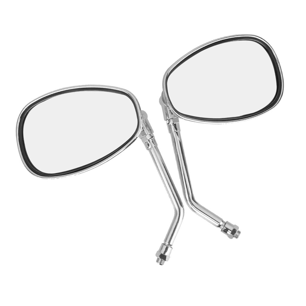 Motorcycle Chrome Oval Side Rearview Mirrors for Cruiser Chopper 10mm