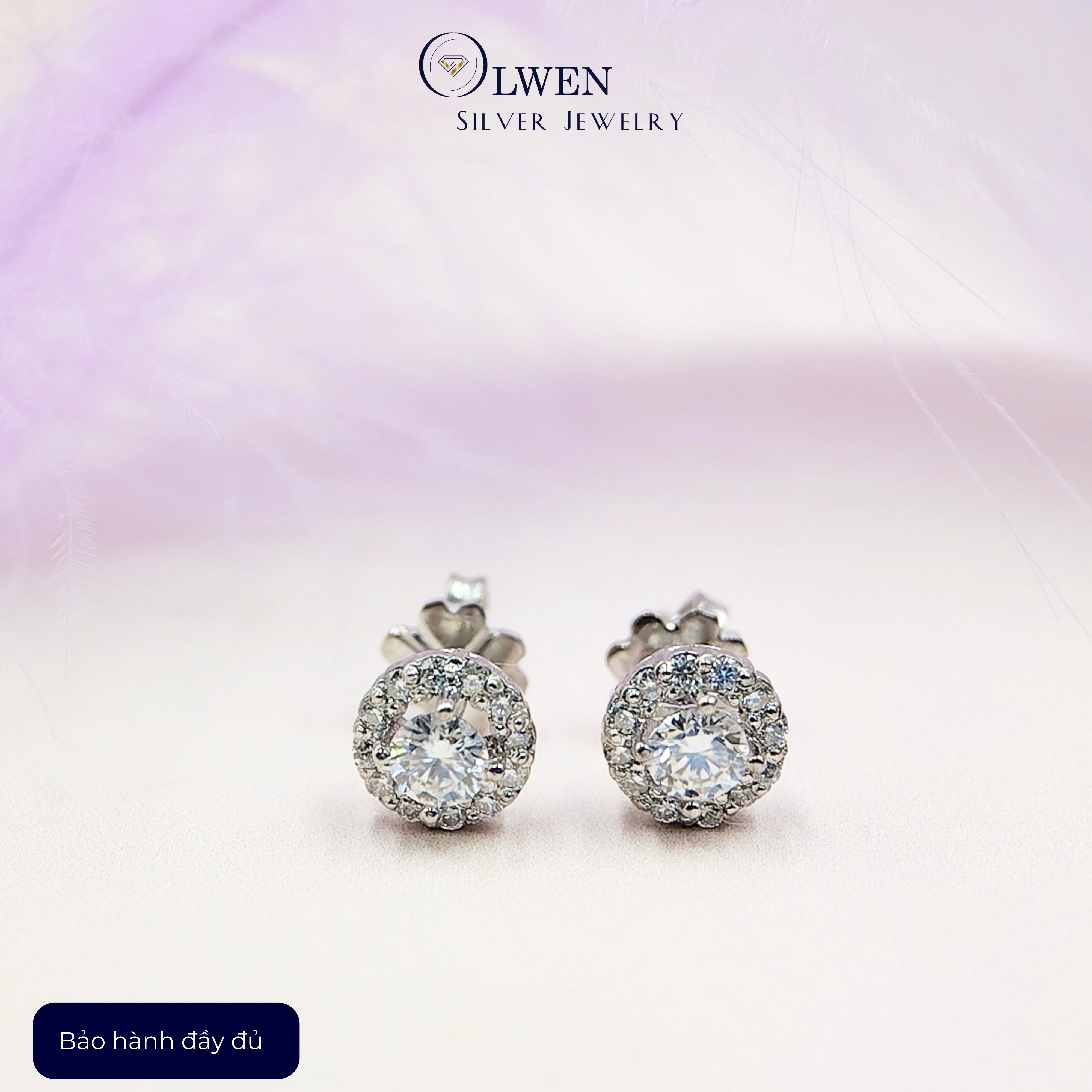 Đôi Bông Tai Nữ Bạc 925 Olwen Đính Kim Cương Moissanite