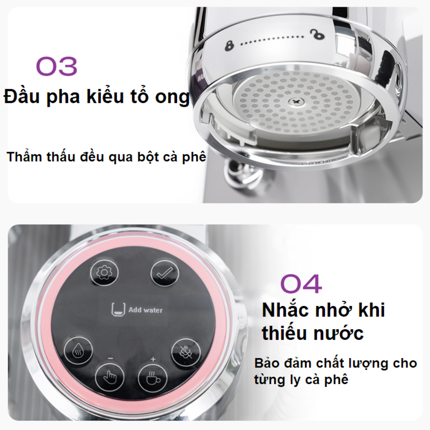 [ Hàng chính hãng] Máy pha cà phê Espresso, Cappuccino, Latte - Dòng chuyên nghiệp. Thương hiệu Mỹ cao cấp HiBREW - H21